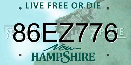 86EZ776 New Hampshire License Plate