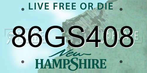 86GS408 New Hampshire License Plate