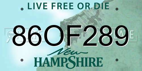 86OF289 New Hampshire License Plate