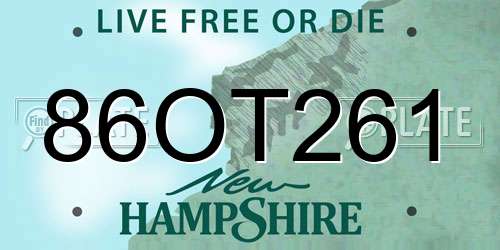 86OT261 New Hampshire License Plate