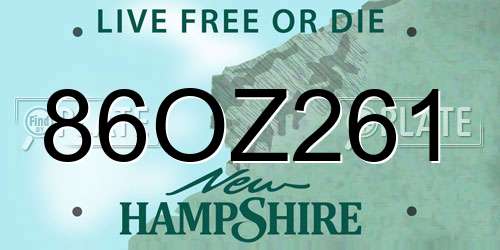 86OZ261 New Hampshire License Plate