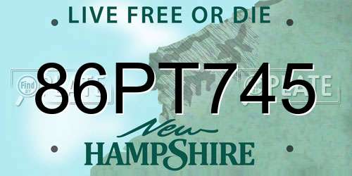86PT745 New Hampshire License Plate