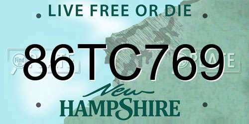 86TC769 New Hampshire License Plate