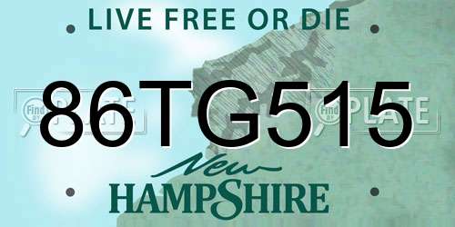 86TG515 New Hampshire License Plate