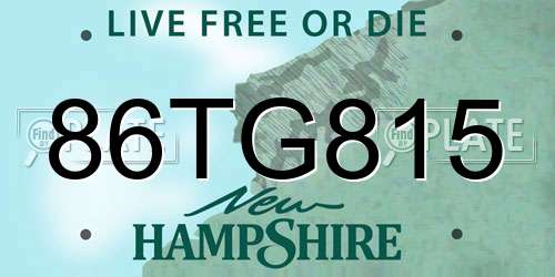 86TG815 New Hampshire License Plate
