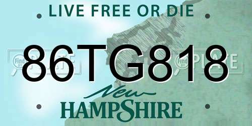 86TG818 New Hampshire License Plate