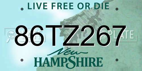 86TZ267 New Hampshire License Plate
