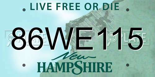 86WE115 New Hampshire License Plate
