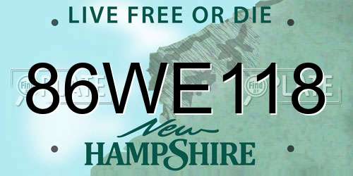 86WE118 New Hampshire License Plate