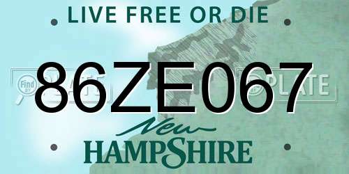 86ZE067 New Hampshire License Plate