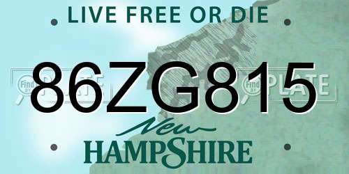 86ZG815 New Hampshire License Plate