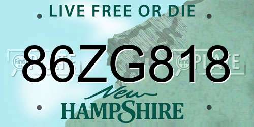 86ZG818 New Hampshire License Plate
