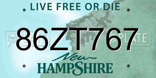 86ZT767 New Hampshire License Plate