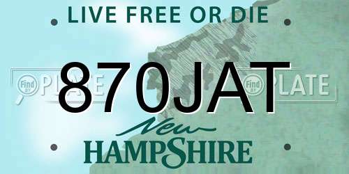 870JAT New Hampshire License Plate