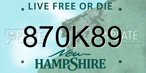 870K89 New Hampshire License Plate