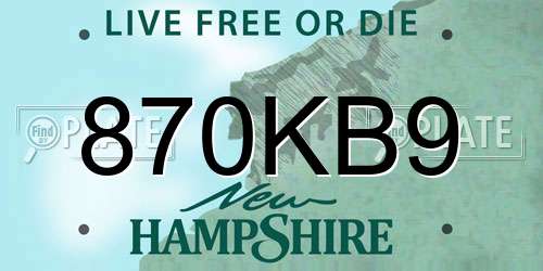 870KB9 New Hampshire License Plate