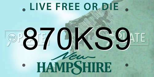 870KS9 New Hampshire License Plate