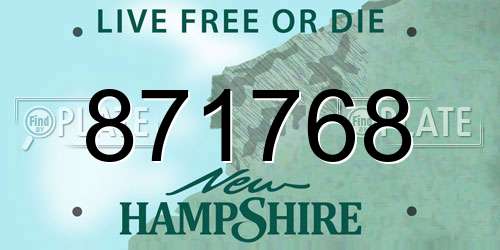 871768 New Hampshire License Plate