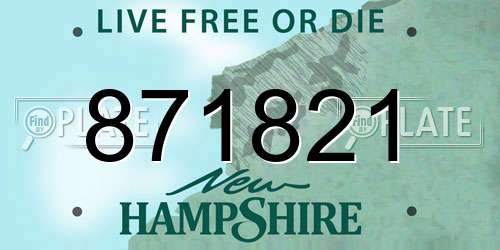871821 New Hampshire License Plate