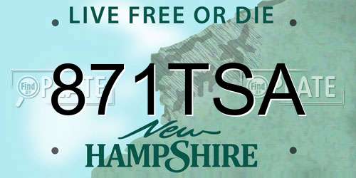 871TSA New Hampshire License Plate