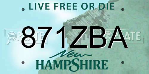 871ZBA New Hampshire License Plate