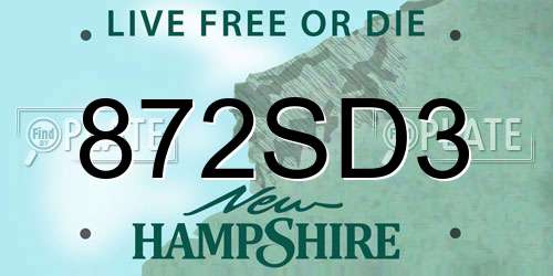 872SD3 New Hampshire License Plate