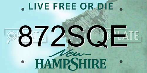 872SQE New Hampshire License Plate