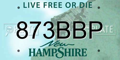 873BBP New Hampshire License Plate