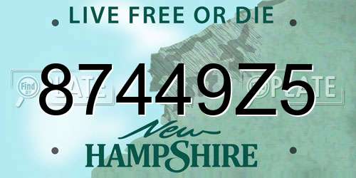 87449Z5 New Hampshire License Plate