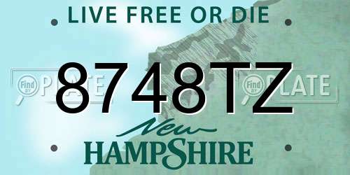 8748TZ New Hampshire License Plate