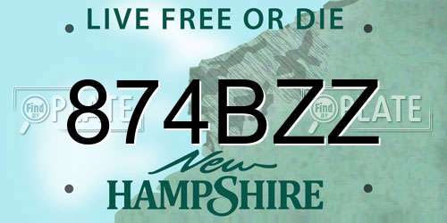 874BZZ New Hampshire License Plate