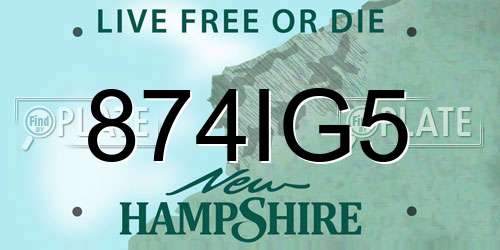 874IG5 New Hampshire License Plate