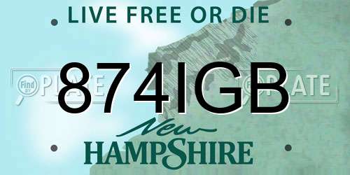 874IGB New Hampshire License Plate