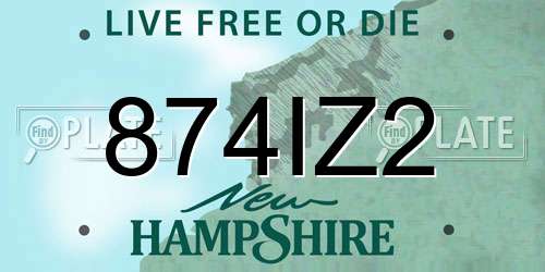 874IZ2 New Hampshire License Plate