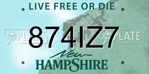 874IZ7 New Hampshire License Plate