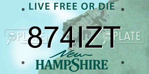 874IZT New Hampshire License Plate