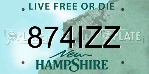 874IZZ New Hampshire License Plate