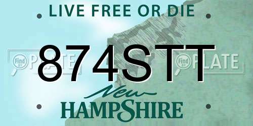 874STT New Hampshire License Plate