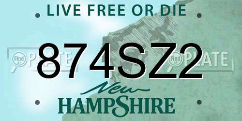 874SZ2 New Hampshire License Plate