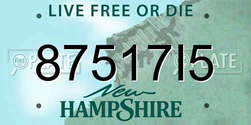87517I5 New Hampshire License Plate