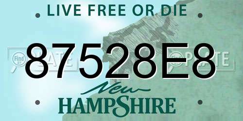 87528E8 New Hampshire License Plate