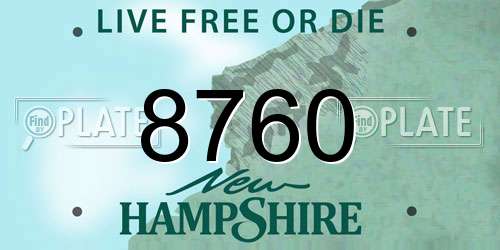 8760 New Hampshire License Plate