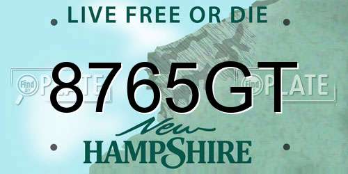 8765GT New Hampshire License Plate