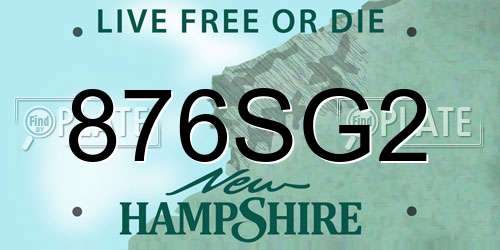 876SG2 New Hampshire License Plate