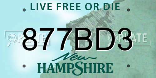 877BD3 New Hampshire License Plate