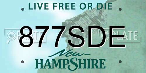 877SDE New Hampshire License Plate