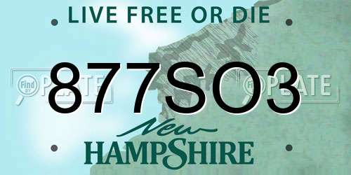 877SO3 New Hampshire License Plate
