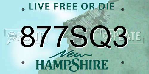 877SQ3 New Hampshire License Plate
