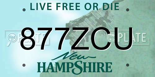 877ZCU New Hampshire License Plate