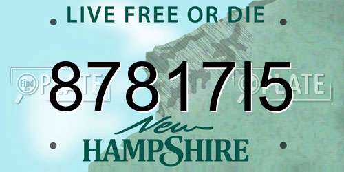 87817I5 New Hampshire License Plate
